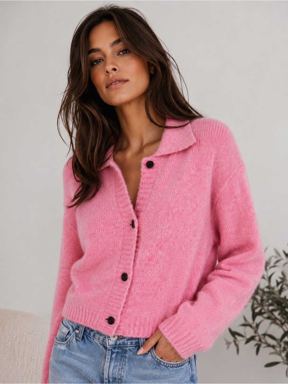 Rails Amber Heather Fuchsia Alpaca Blend Pink Cardigan Sweater XS
